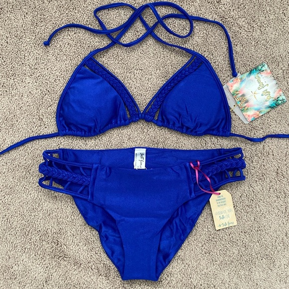 Luli Fama Other - Luli Fama Kiss The Wave Triangle Top And Strings To Braid Full Bottom Size XS